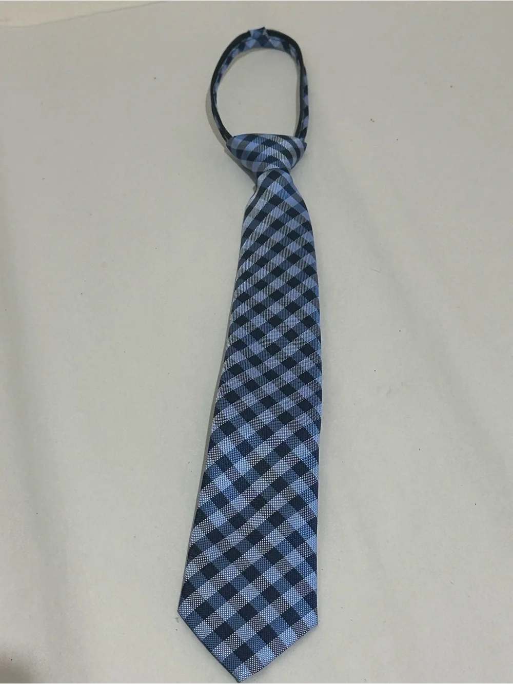 Crown & Ivy Kids’s Blue Black Plaid Adjustable Zipper Necktie